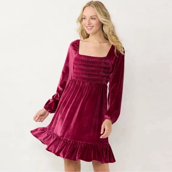 NWT LC Lauren Conrad - Long Sleeve Smocked Mini Dress - Size Medium - Picture 2 of 9